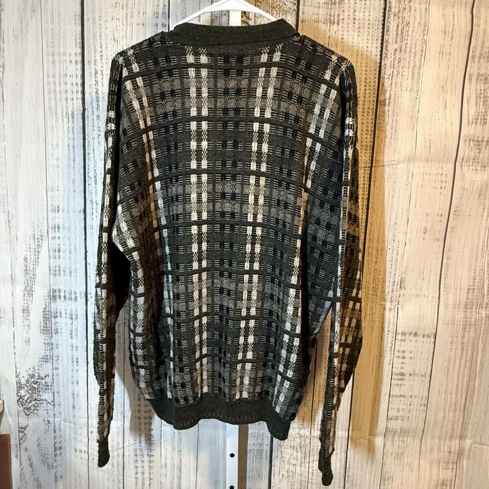 Conte Di Milano Vintage Wool Blend Men’s Large Collared Pullover Sweater Plaid - Picture 5 of 5